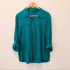 Emerald Green Button Up Tunic Shirt
